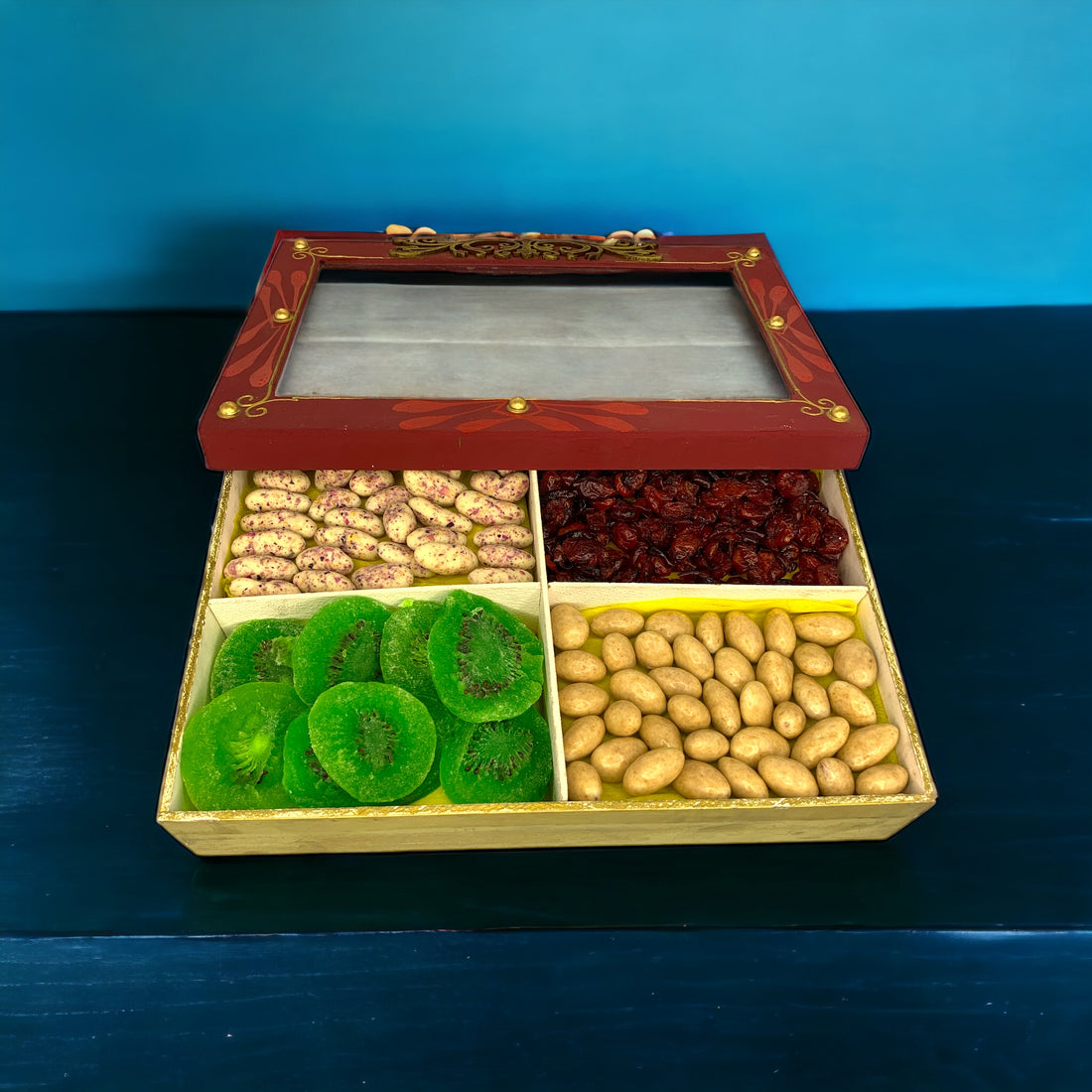 Red Rectangular Box with Flavor Dryfruits
