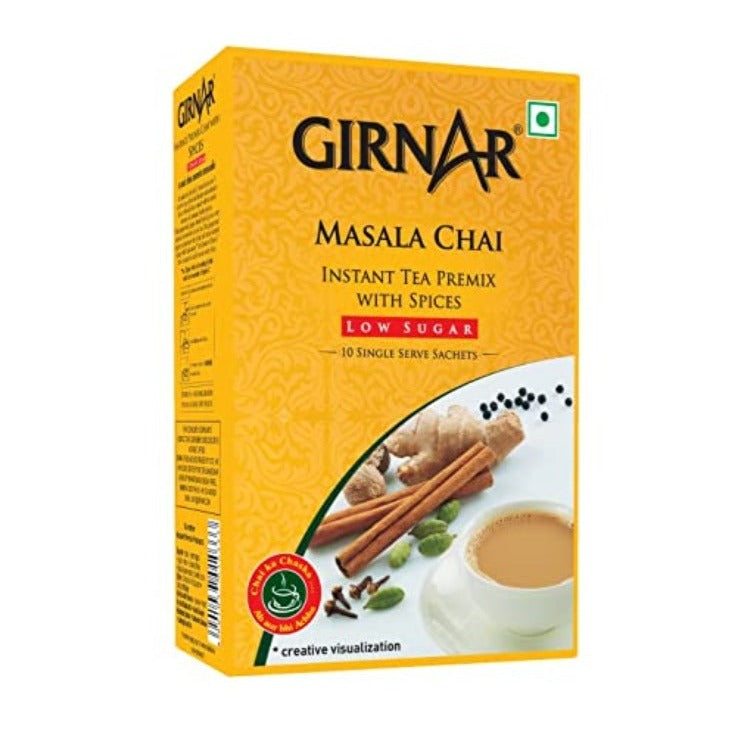 Girnar Instant Tea Premix Masala Chai Low Sugar 10 Sachets - Box
