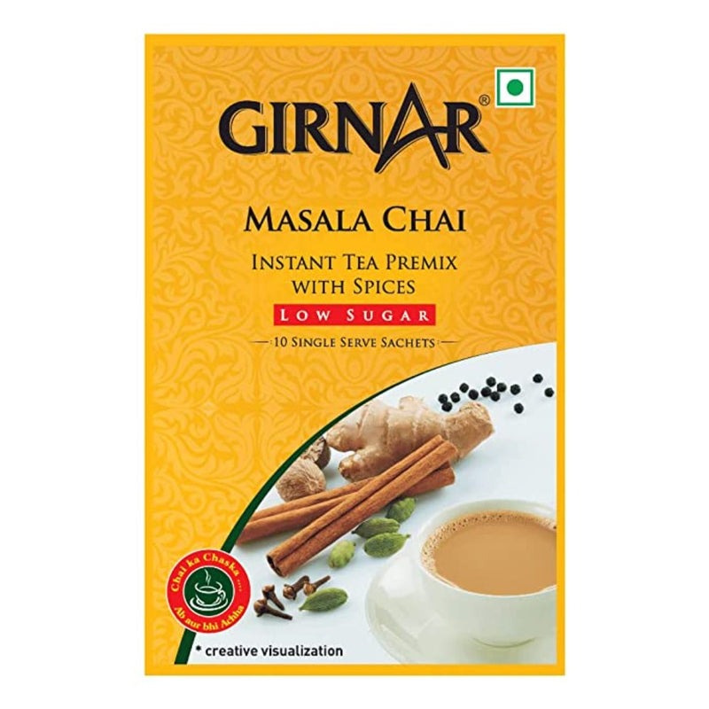 Girnar Instant Tea Premix Masala Chai Low Sugar 10 Sachets - Box