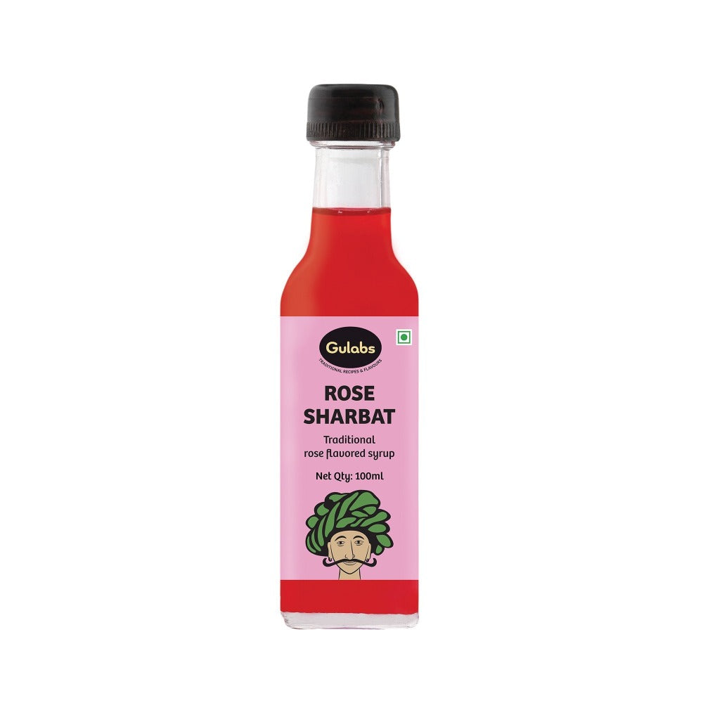 Gulabs Rose Sharbat (Syrup) 100ml - Glass Bottle