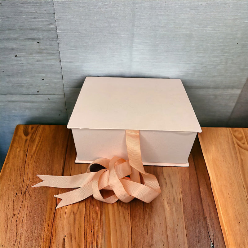 Pink Hardpaper Gift Box with Ribbon