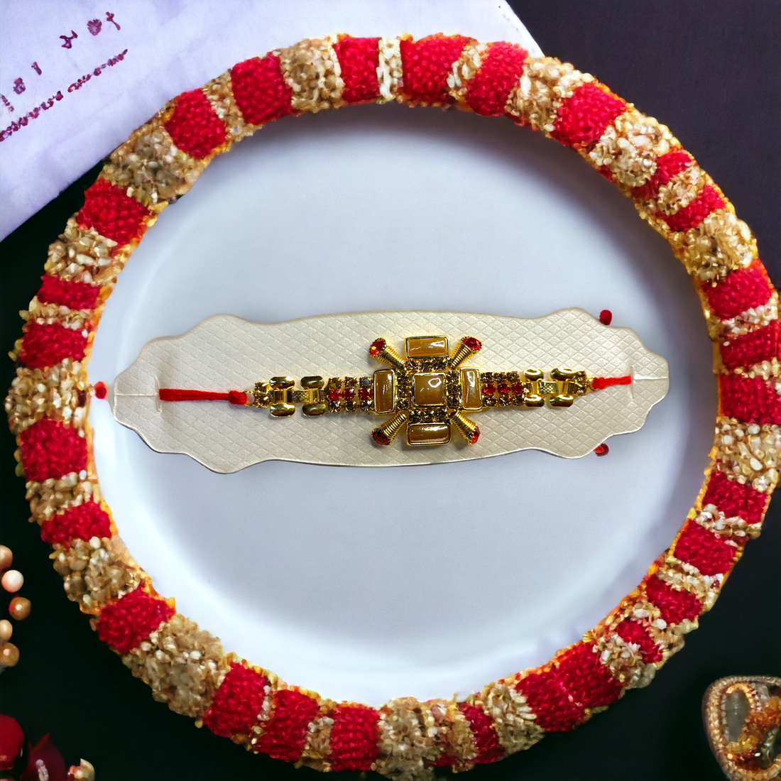 "Radiant Gold" Stone Rakhi