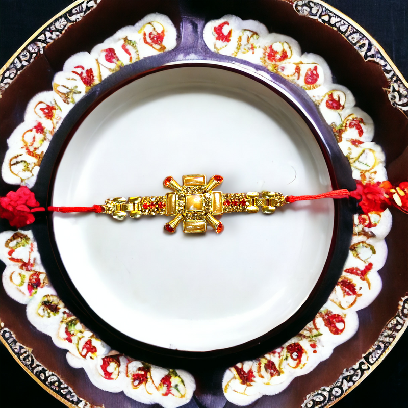 "Radiant Gold" Stone Rakhi