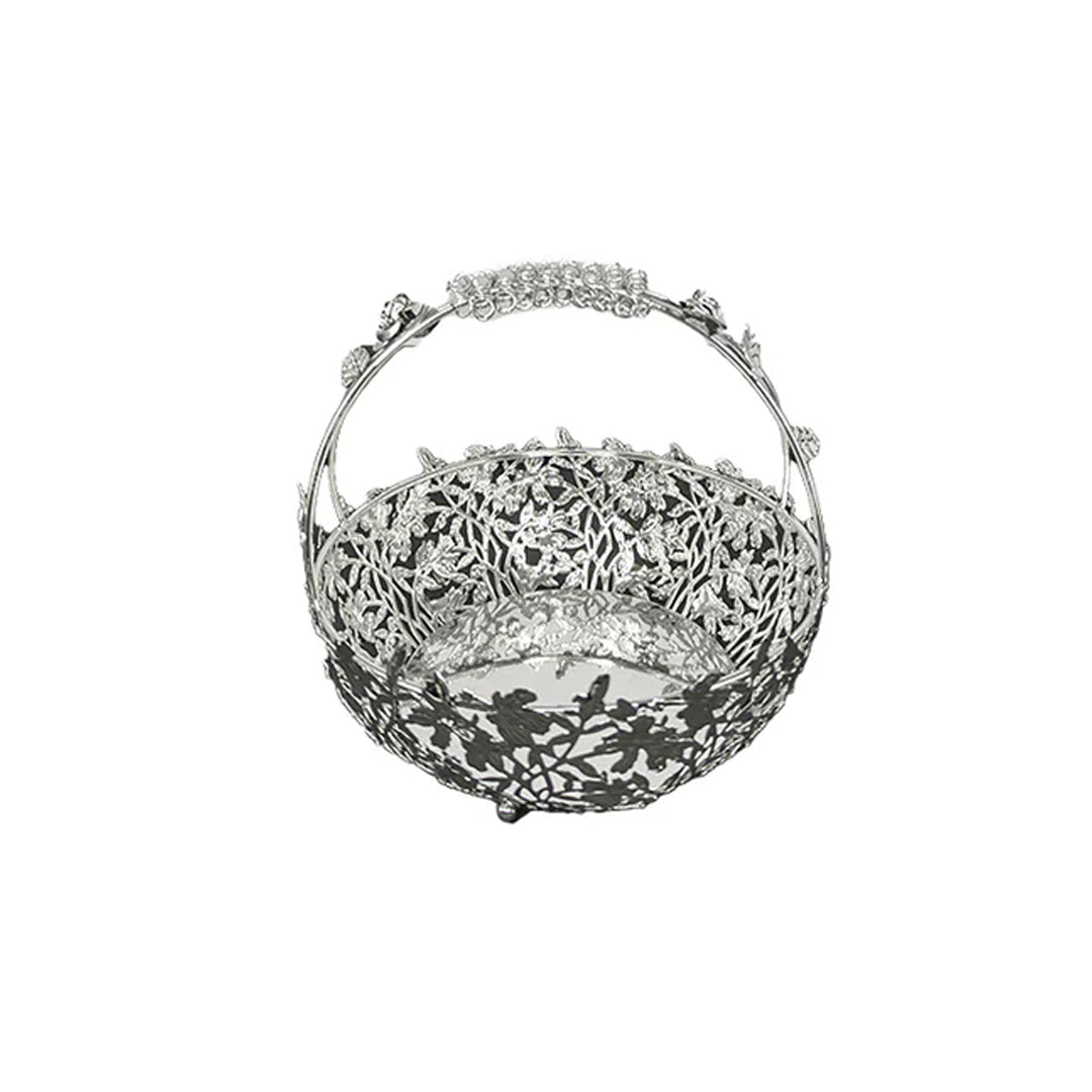 Silver Finish Floral Gift Basket