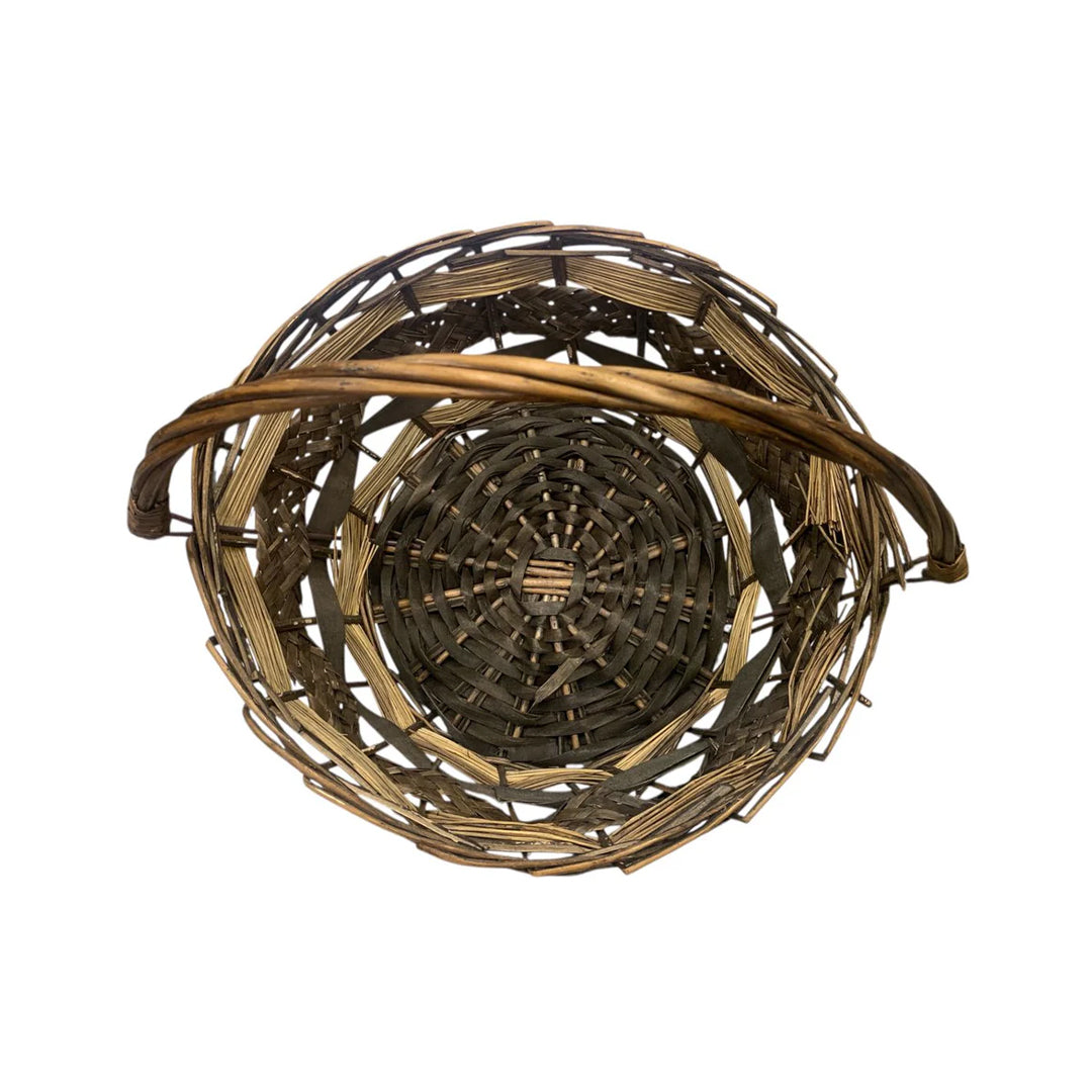Handcrafted Natural Woven Round Basket with Handle – Rustic Storage & Décor Basket