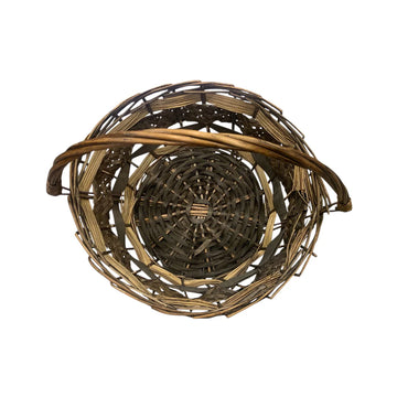 Handcrafted Natural Woven Round Basket with Handle – Rustic Storage & Décor Basket