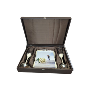 Silver Accents Champagne Flute Gift Set with Luxury Frame