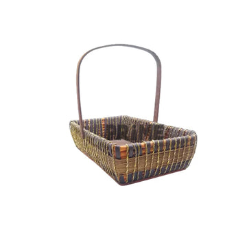 Handle Rectangular Bamboo and Jute Basket