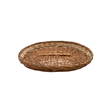 Handcrafted Flat Wicker Serving Basket Tray