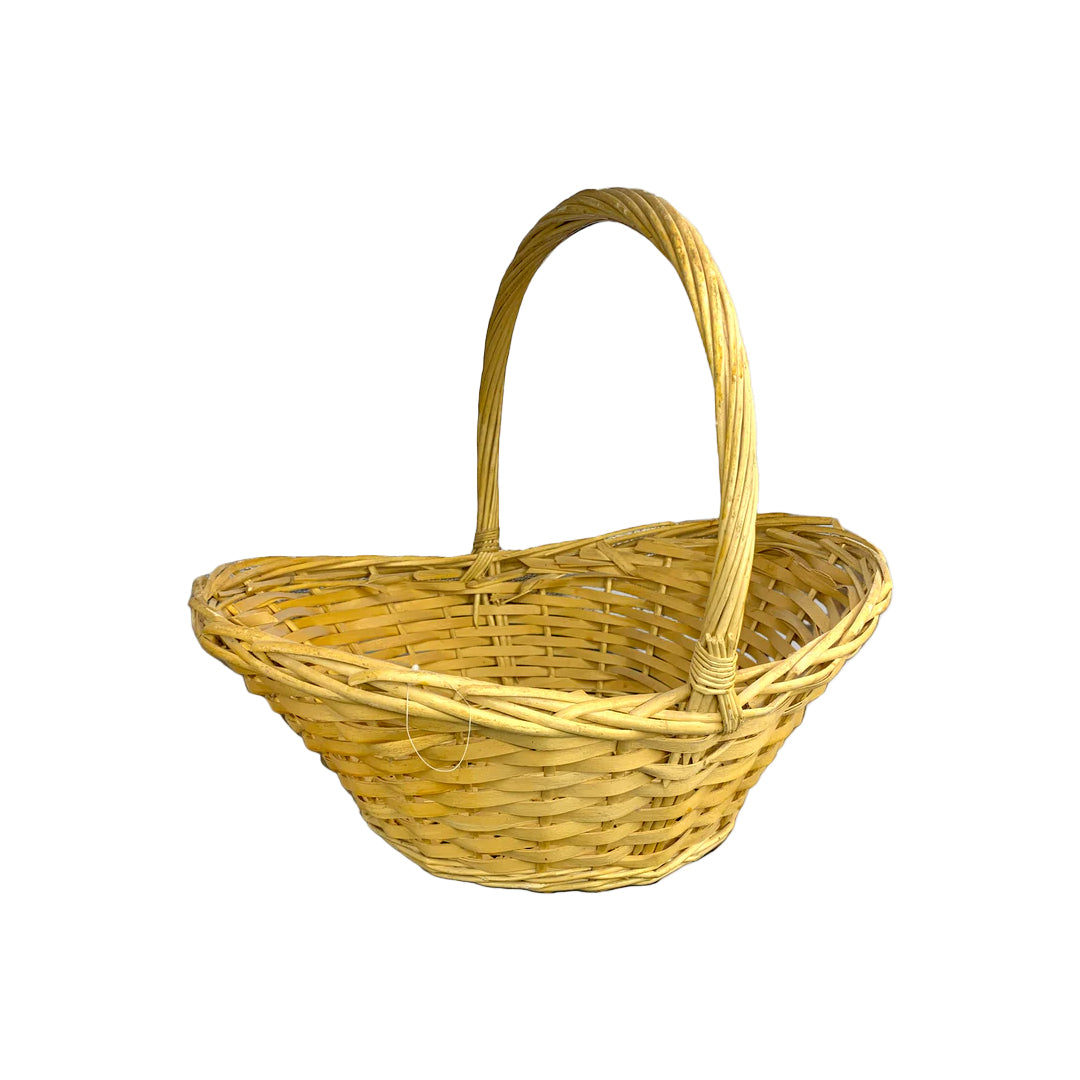 Handcrafted Natural Bamboo Oval Basket with Handle (Large & Medium)
