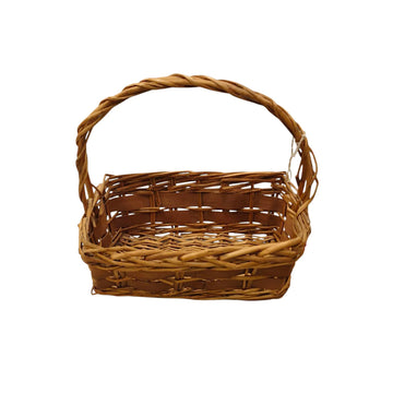 Rustic Handwoven Cane Basket with Sturdy Handle – Square Design