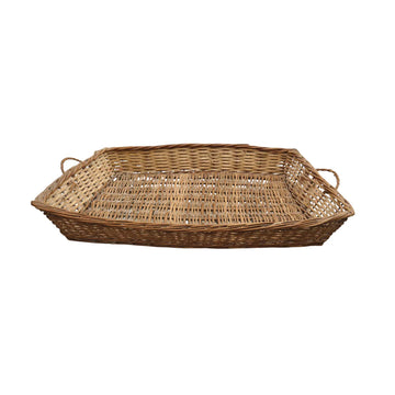 Rectangular Handwoven Large Rattan Basket with Handles