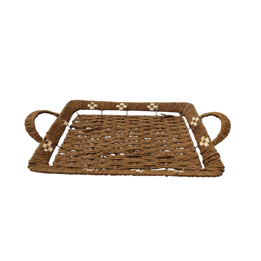 Handcrafted Natural Jute Woven Basket with Side Handles