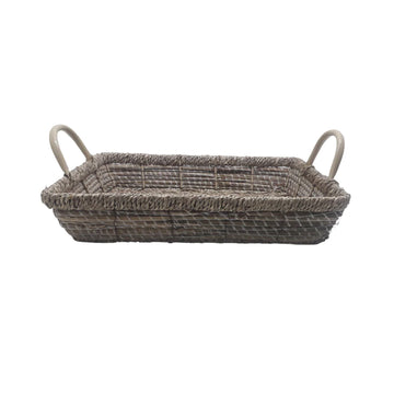 Classic Straw Basket with Metallic Handle