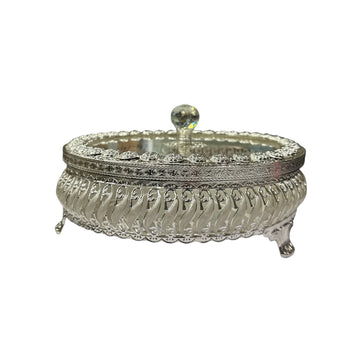 Exquisite Silver Plated Box with Elegant Crystal Topper