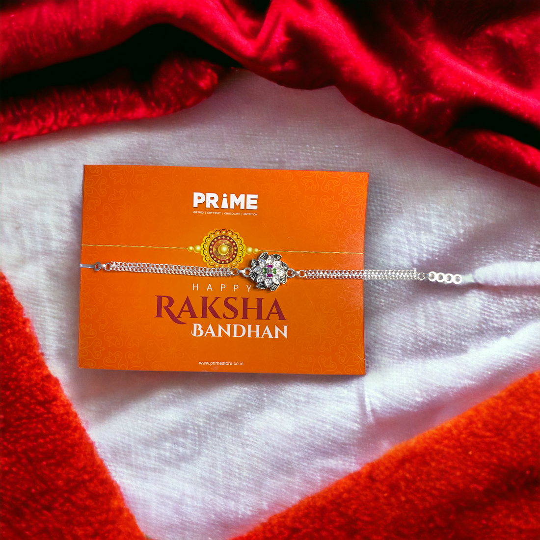 "Silver Serenity" Stone Chain Rakhi