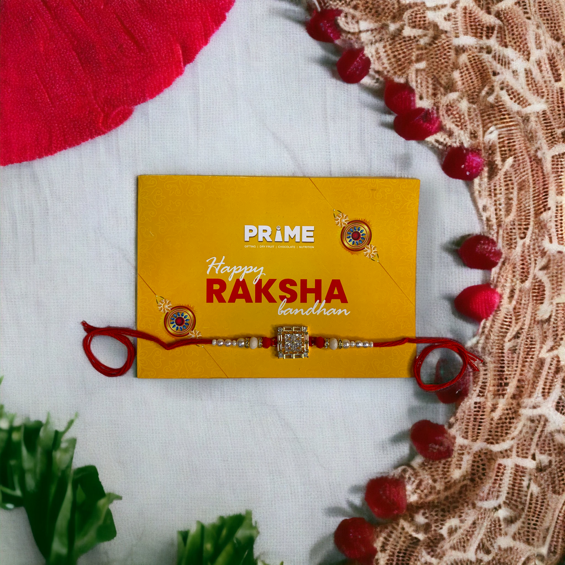 "Elegant Aurum" Stone Rakhi