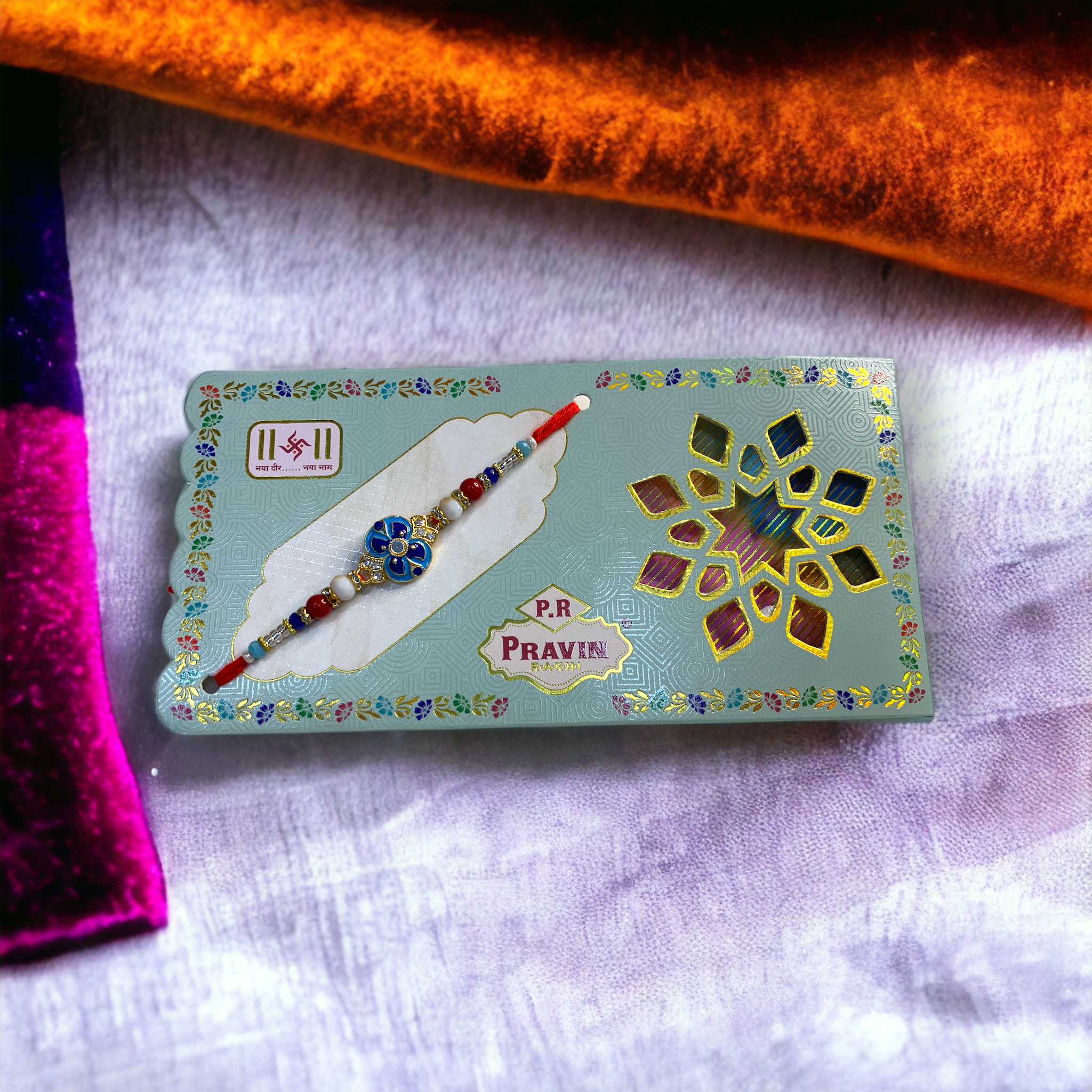 "Jeweled Bhaiya Embrace" Rakhi