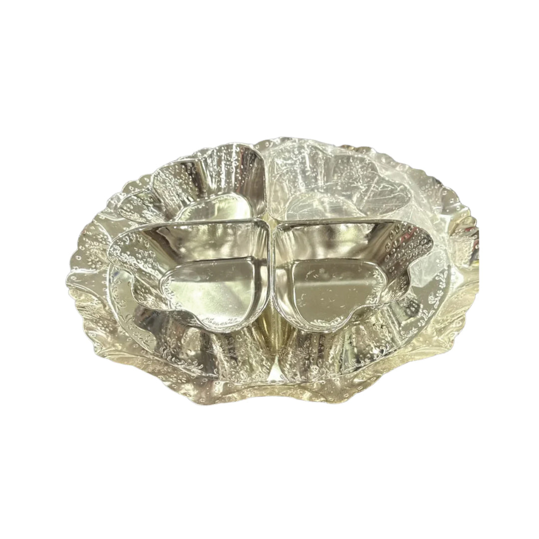 Multipurpose Silver-Plated Four Section Dish for Serving