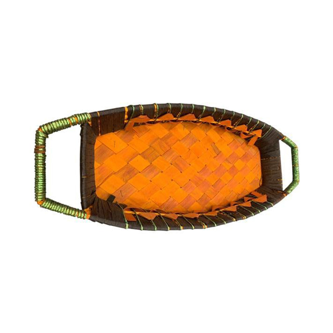 Handwoven Rectangular Serving Basket Tray with Handles