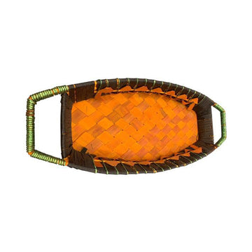 Handwoven Rectangular Serving Basket Tray with Handles