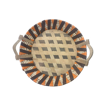 Premium Handcrafted Multicolor Bamboo Round Serving Basket Set (With Handles)