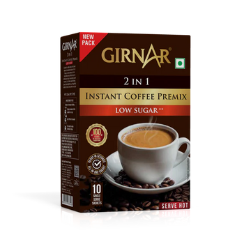 GIRNAR Instant Premix 2 In 1 Coffee 10 Sachets Low Sugar