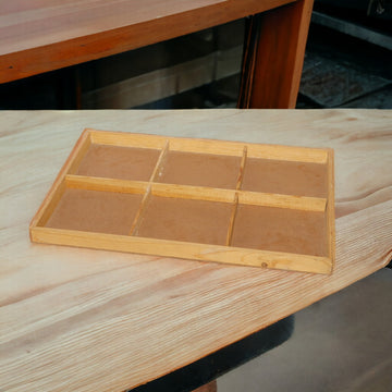 Rectangular Six Partition Hardwood Basic Tray