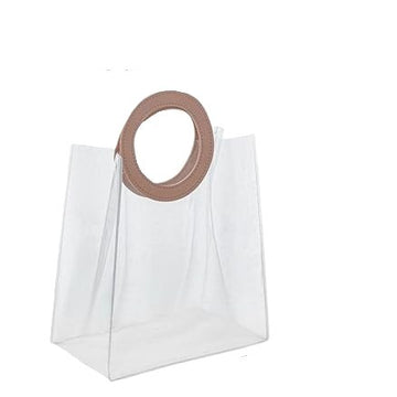 Frosted PVC Bags With Circular Leather Handle