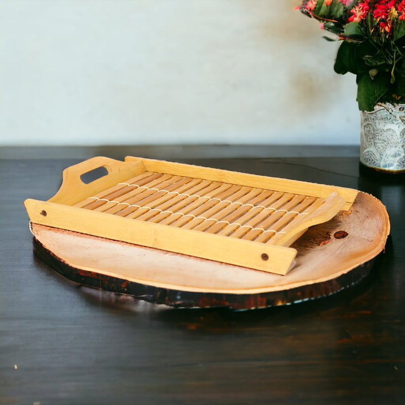 Rectangular Polished Brown Wooden Tray