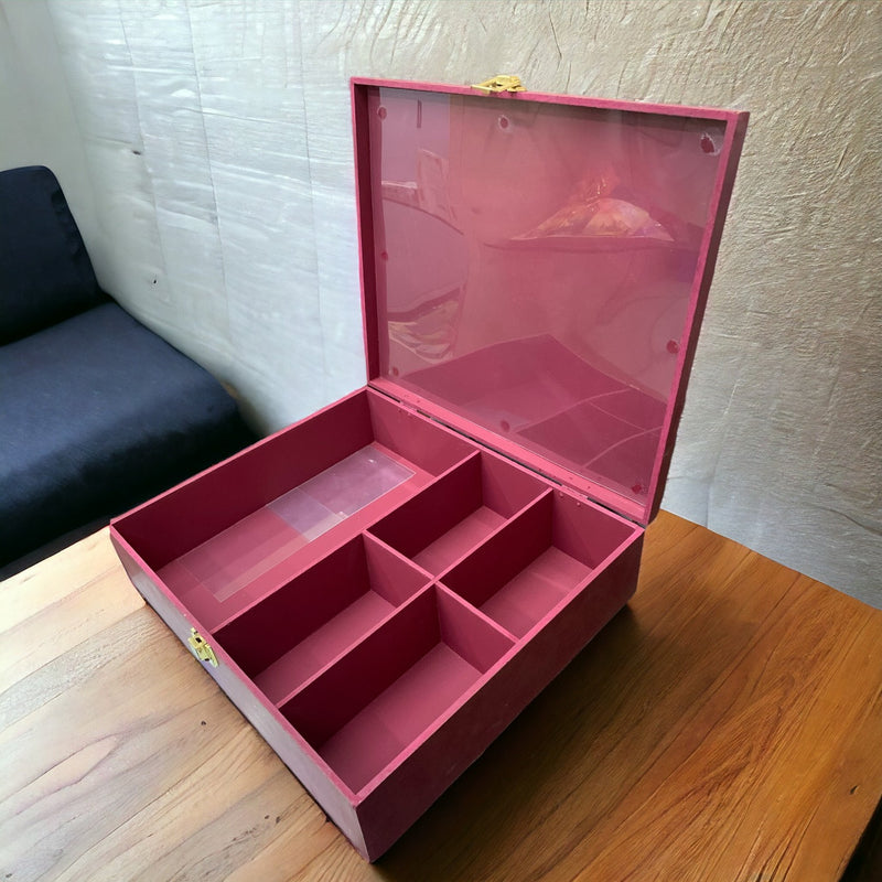 Rectangular Hand-Crafted Hamper Box with 5 Partitions