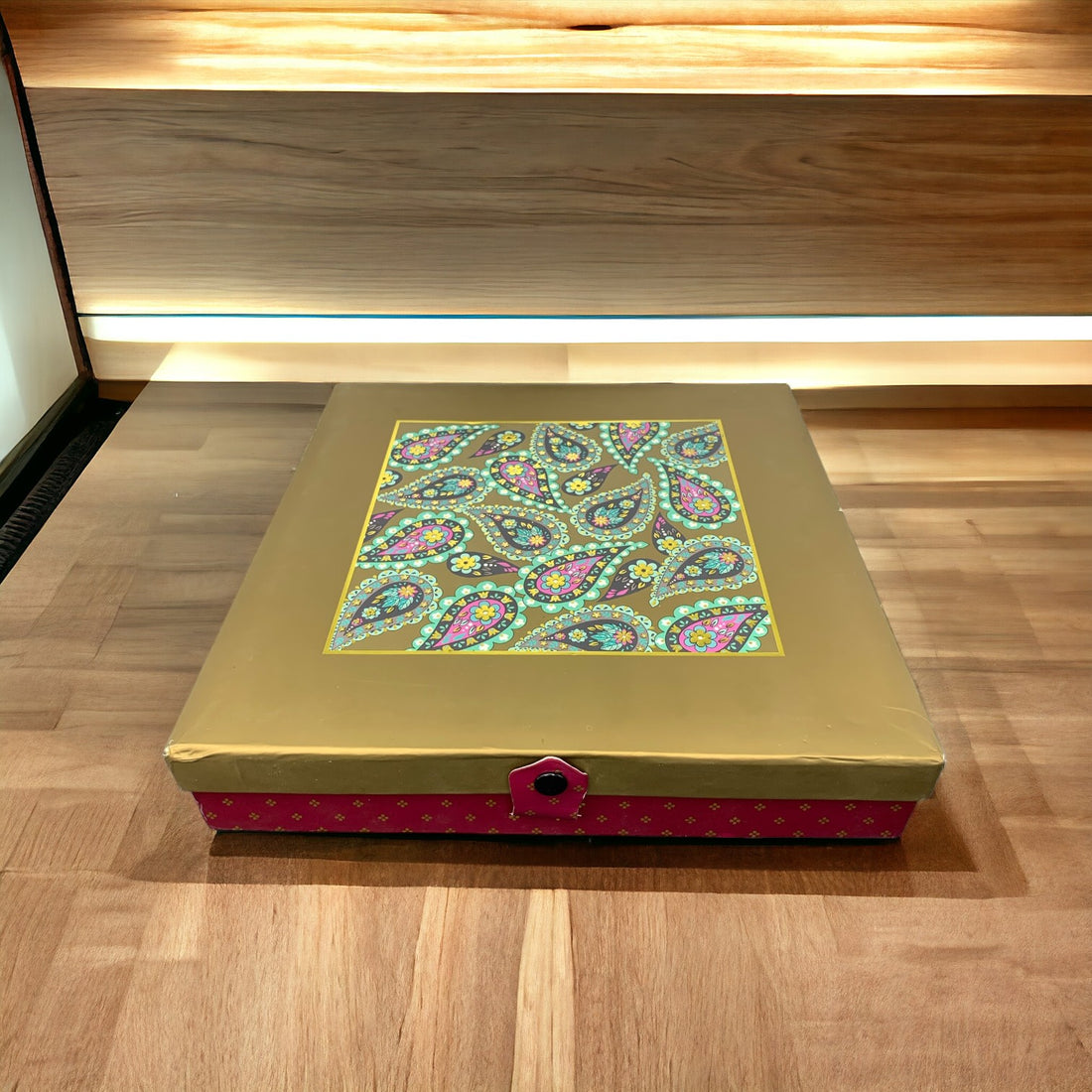 Cherish Rigid Box Square Printed with 6 Partitions (29x29x6cm) useful for Dry fruit Gifting