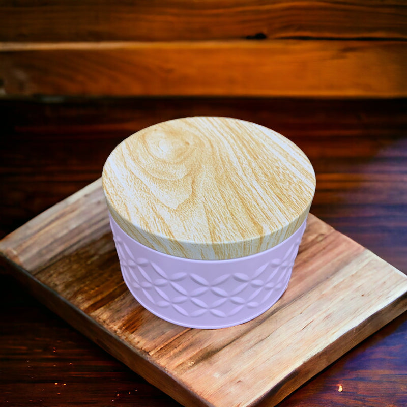 Round Metal Box with Wooden Print Lid: Pack of 10