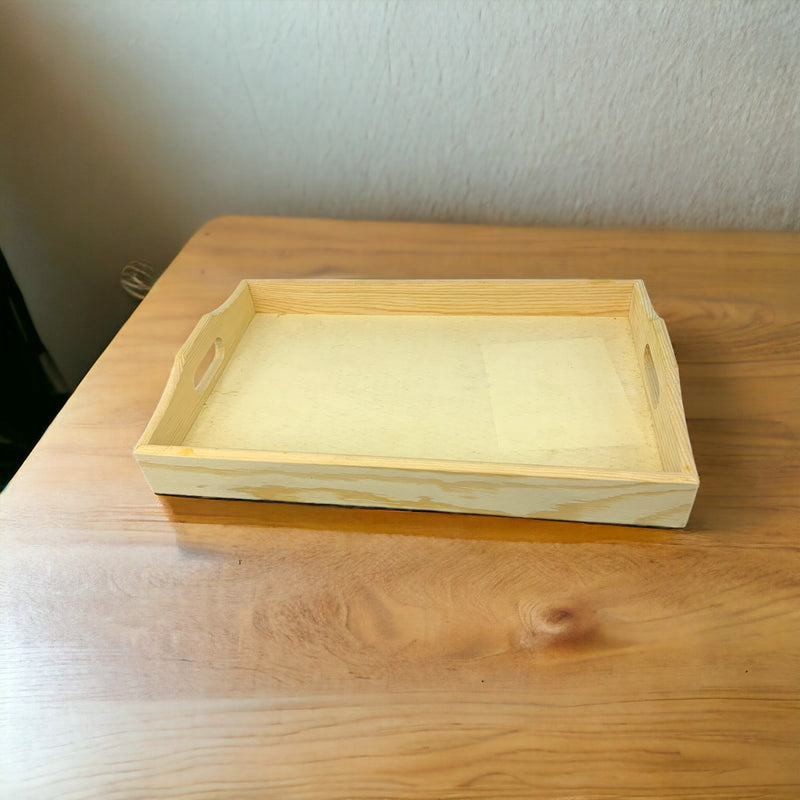 Rectangle Brown Wooden Tray with Handle