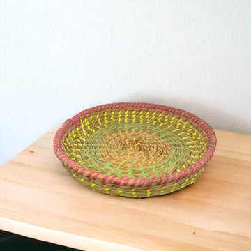 Round Jute Woven Multicolor Basket