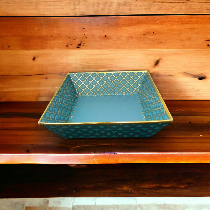 Square Green Printed Tapper Tray