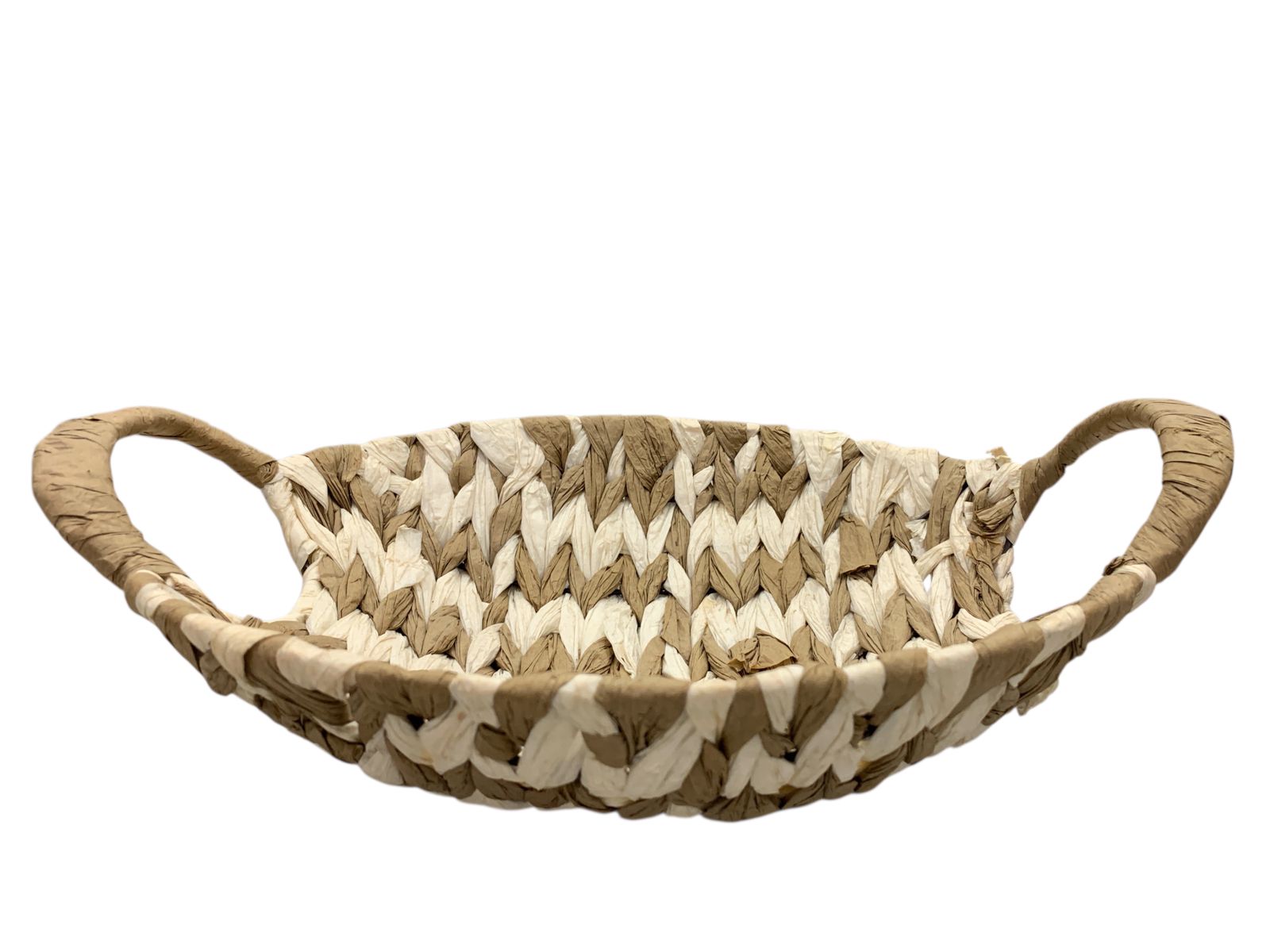 Handwoven Natural Fiber Basket with Handles