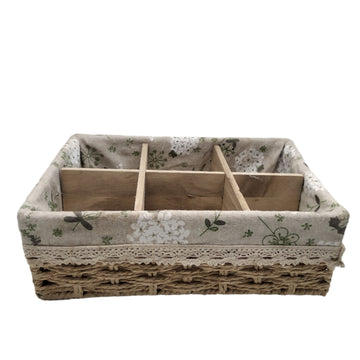 Multi Section Rectangular Wicker Basket