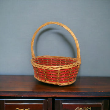 Round Single Handle Wooden Basket