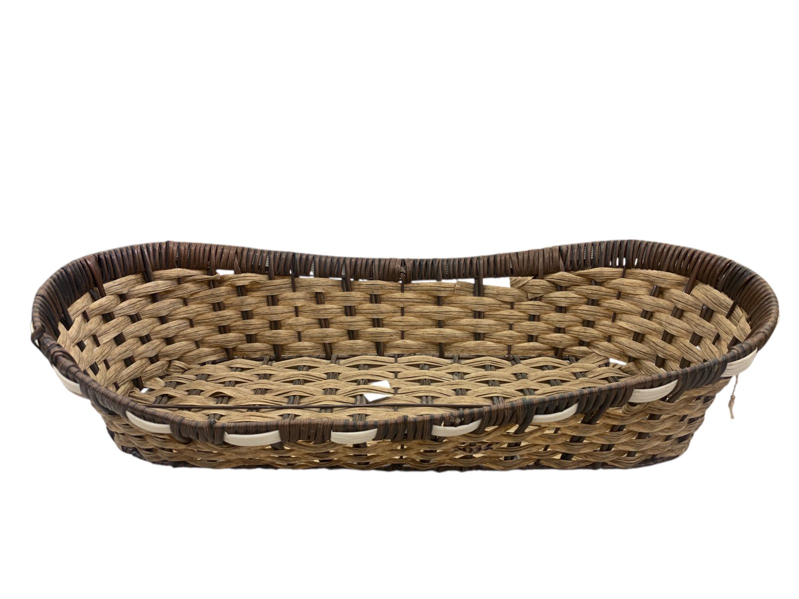 Handwoven Oval Plastic Fiber Basket – Rustic Storage & Serving