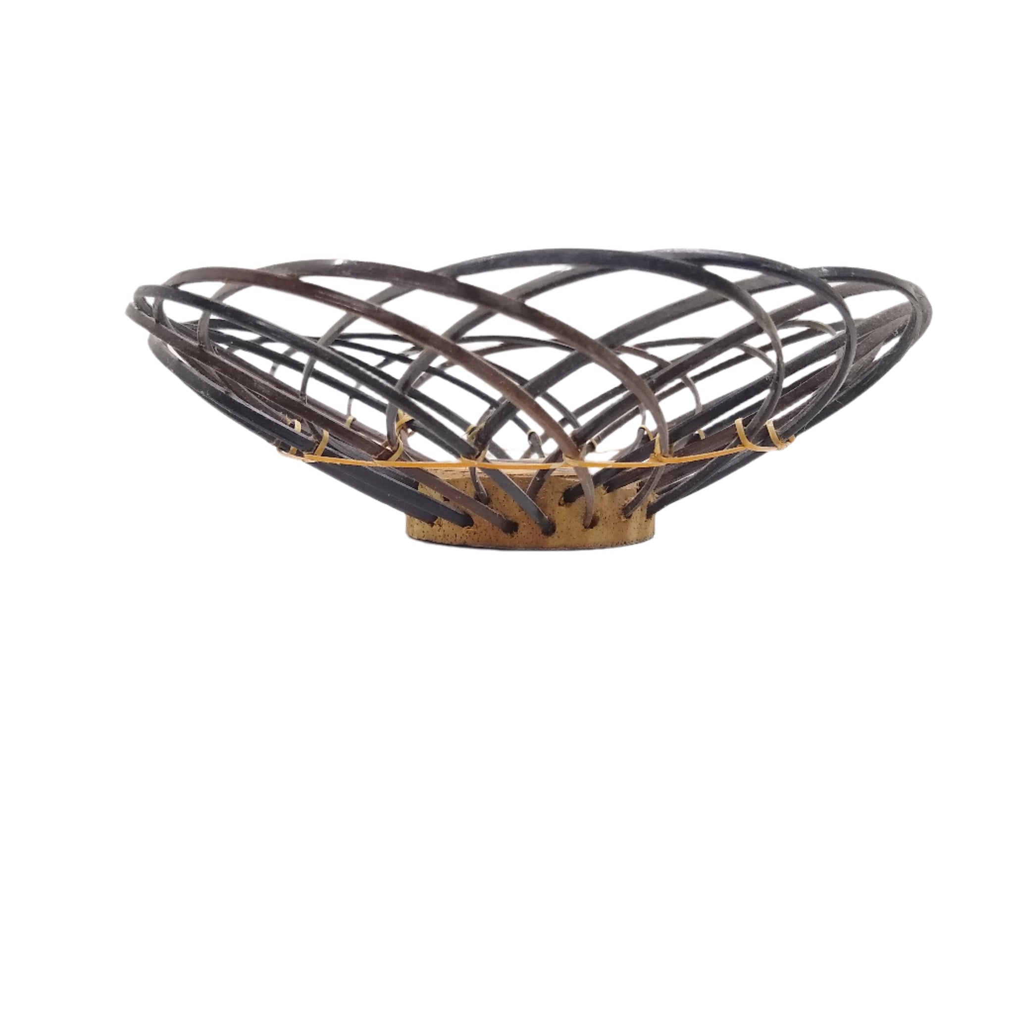 Spiral Mesh Basket with Wood Centerpiece