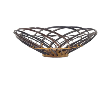 Spiral Mesh Basket with Wood Centerpiece