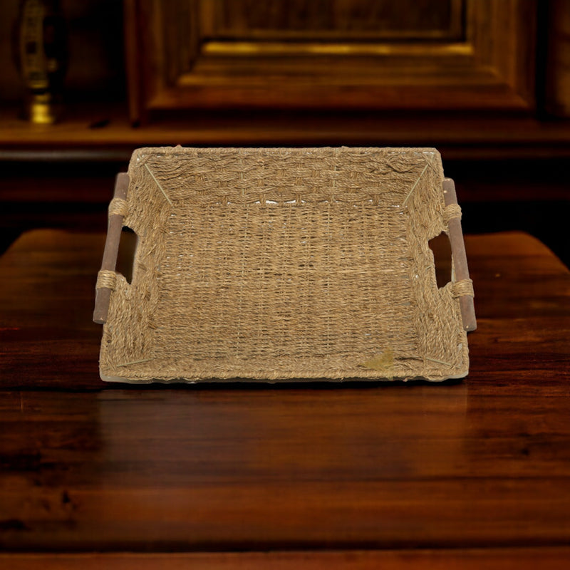 Rectangle Handcrafted Jute Basket with Handle