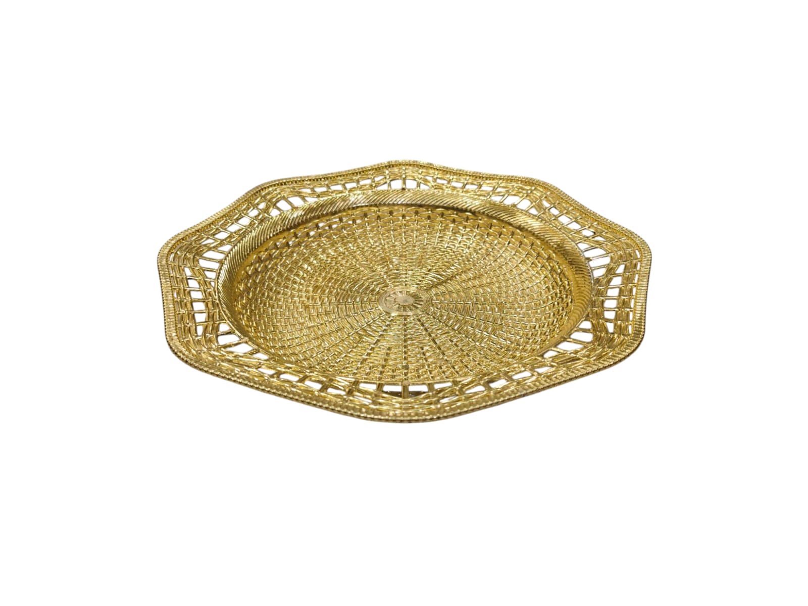 Elegant Silver & Gold Decorative Woven Basket Tray