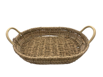 Handcrafted Woven Serving Basket with Handles