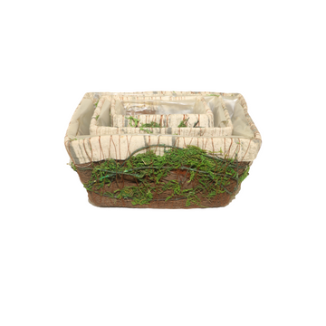 Rustic Square Moss Decorative Basket