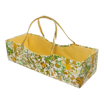 Floral Fabric Storage Basket with Golden Handle