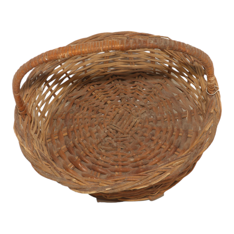 Round Cane Single Basket with Handle
