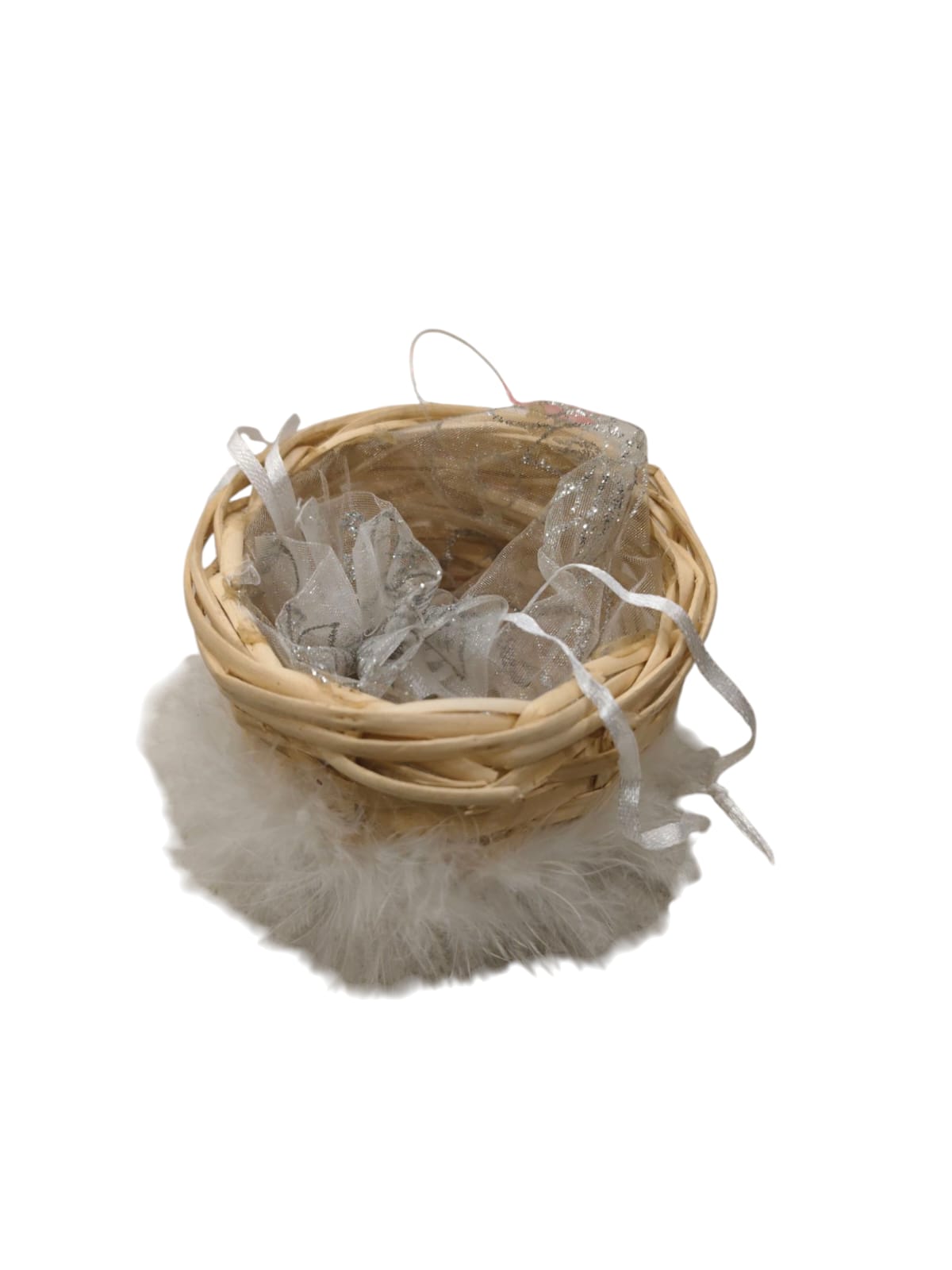 Decorative Net Basket with Feather Base
