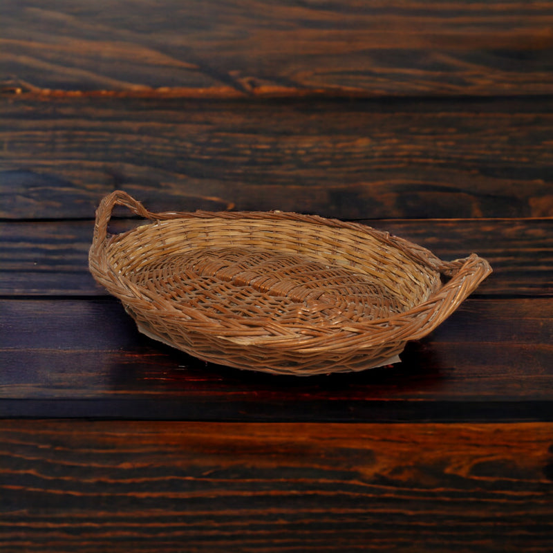 Oval Shape Wooden Rattan Basket with Handle